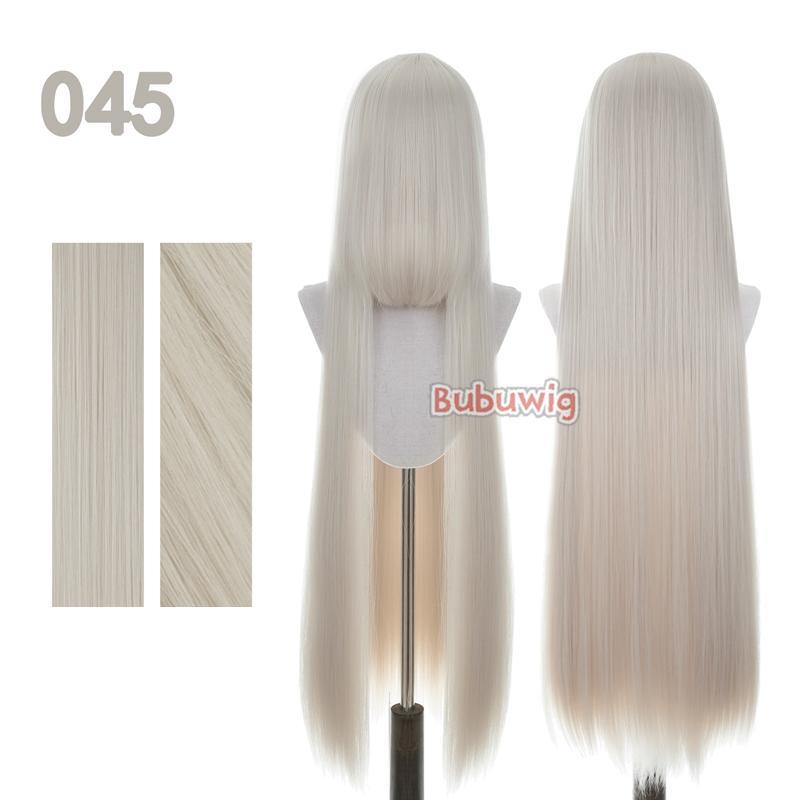 Bubuwig Synthetic Hair 100cm Long Straight Pure Color Cosplay Wigs Over 100 Colors Black White Red Blue Brown Wig Heat Resistant