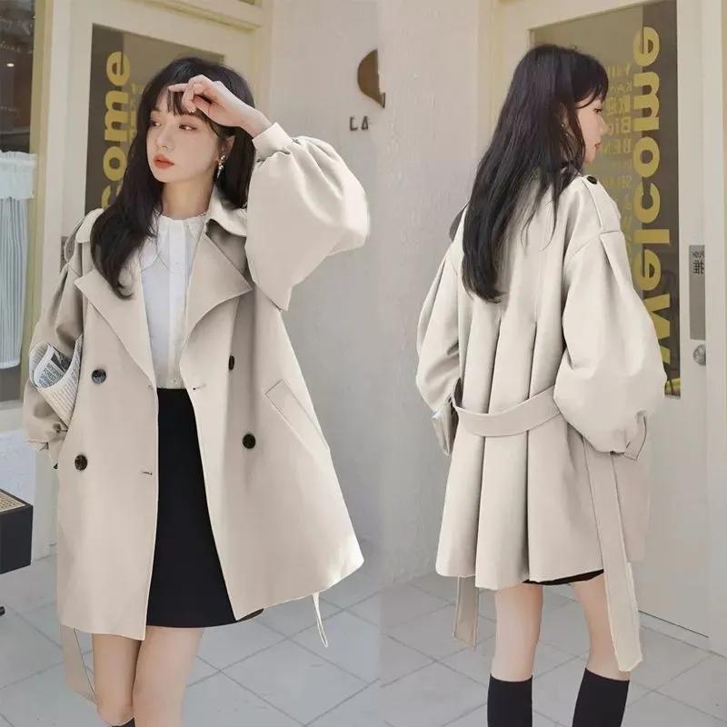 Windbreaker Coat Female Spring and Autumn New Popular High-Grade Coffee Color Windbreaker Belt Trench Coat
