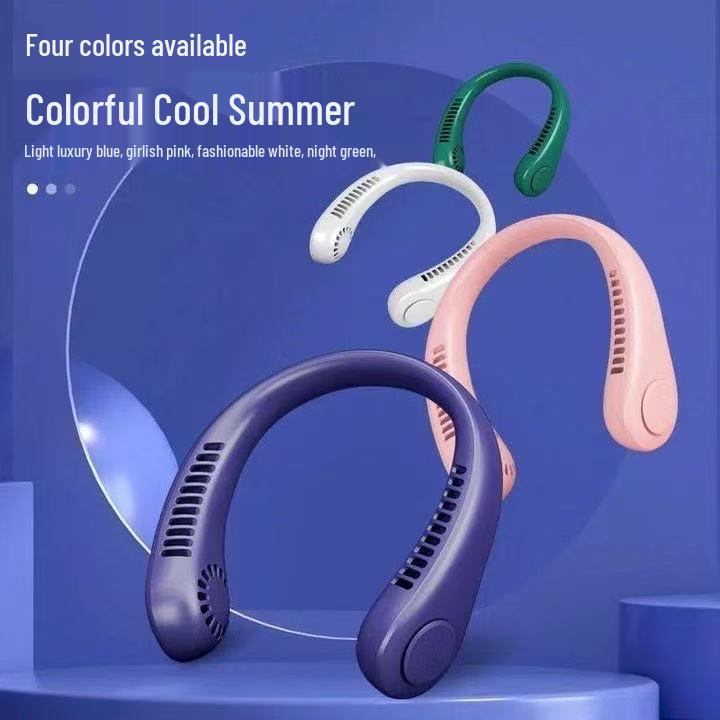 New M8 Rechargeable Bladeless Neck Fan with Long Battery Life & Adjustable Airflow - Portable for Outdoor Use