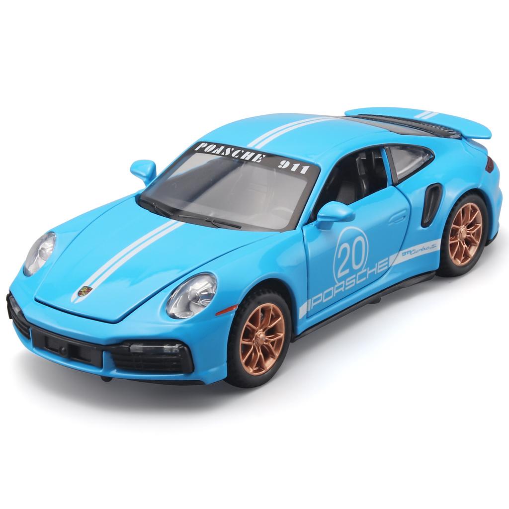 1/32 Scale Porsche 911 Turbo S Diecast Metal Model Toy Sports Car with Sound And Light For Kids Adults