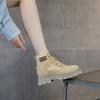 Martin boots women's new winter velvet leather inner heightening tooling boots spring and autumn single boots yellow platform short boots