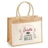 Tote Bag - PLANETEE - Jute with Pocket Juliette the Most Beautiful - Natural Jute - Multicolore - 43 X 33 Cm