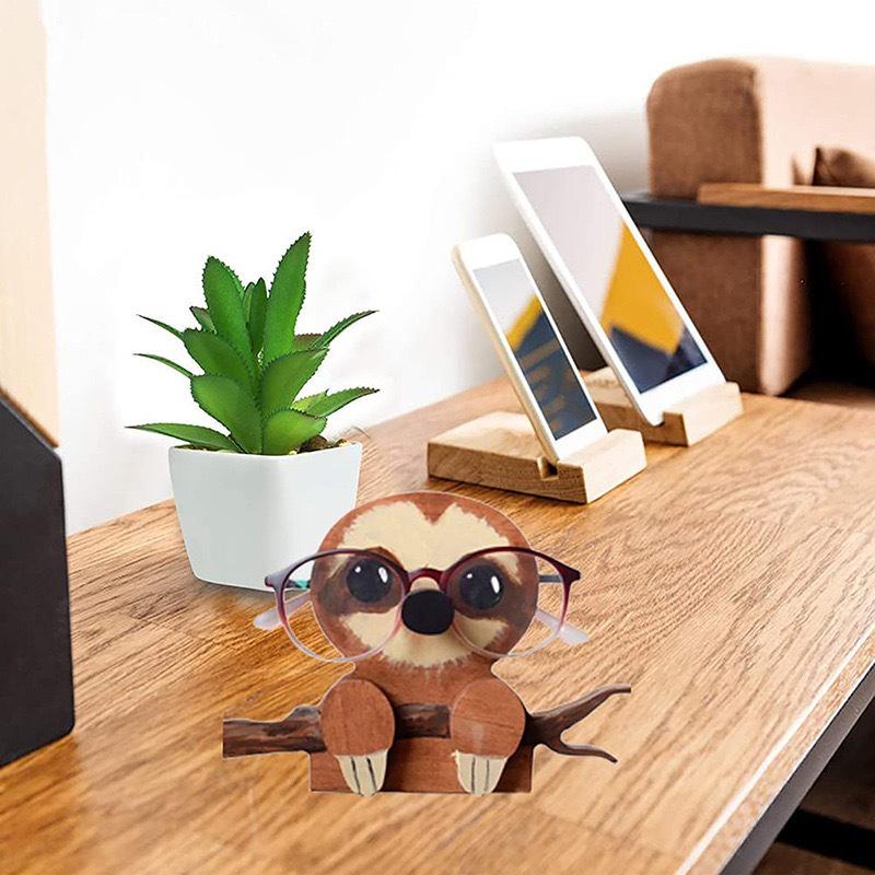 Wooden Animal Glasses Holder Display Stand for Office or Living Room Decor
