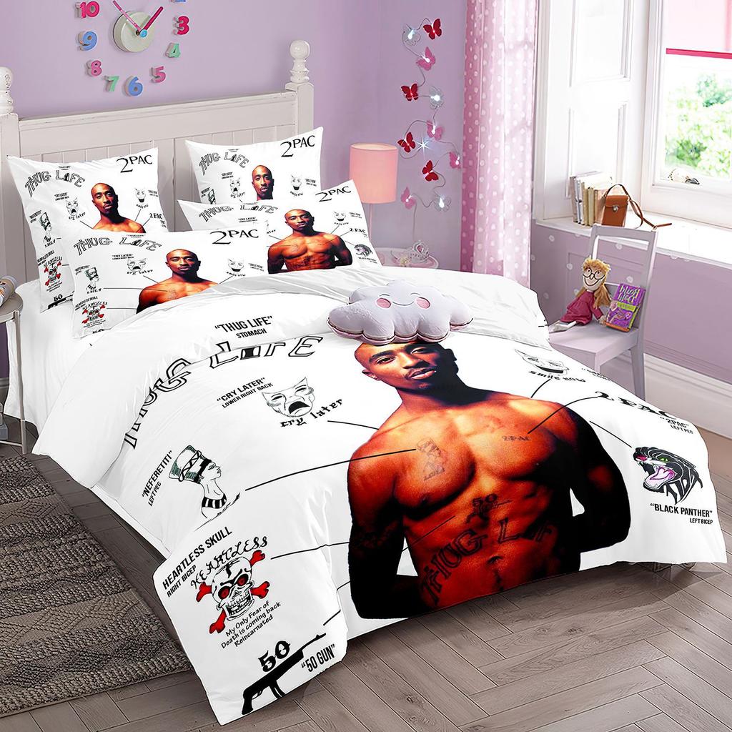 Rapper Man T/Upac 3D Printed Bedding Set Duvetcovers Pillowcases Comforter Bedding Set Bedclothes Linen Boys Girls Adultsbedroom