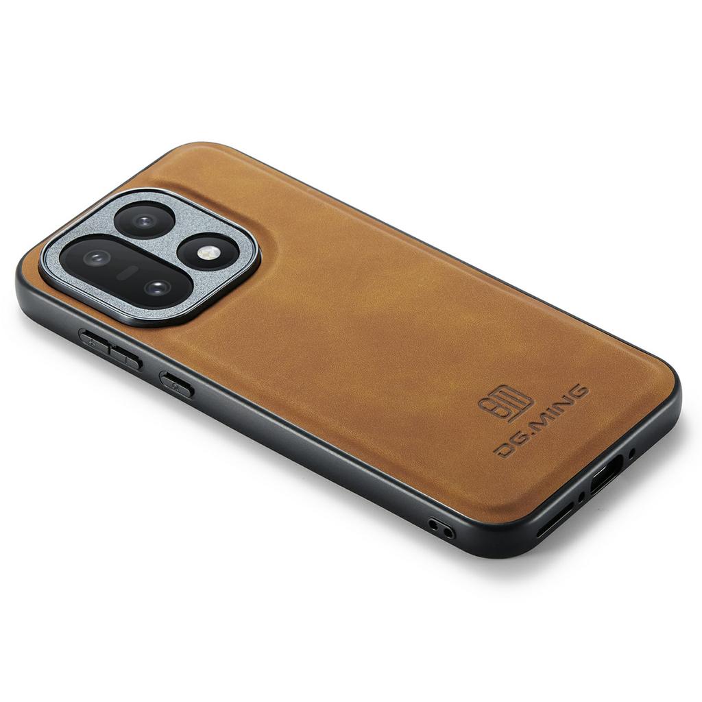 DG.MING For OnePlus 15 5G Case PU Leather Covered PC + TPU Hybrid Phone Shell