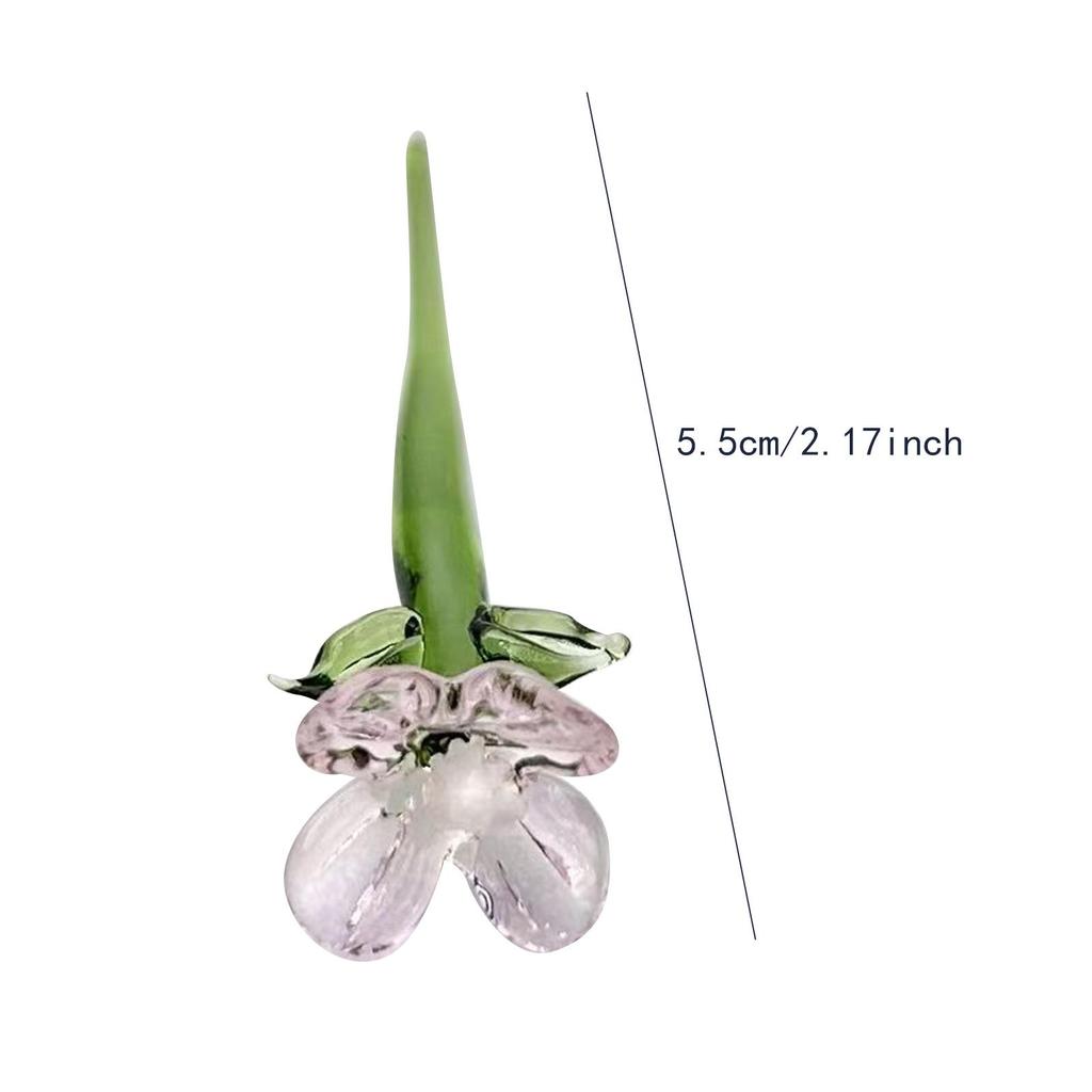 Mini Glass Flower Collectible Ornament for Women Girls Desktop Birthday