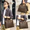 CONTACT'S Genuine Leather Business Bags for Men High Quality Briefcase Sling Shoulder Messenger Bags Tote 14 Inch Laptop Bags
