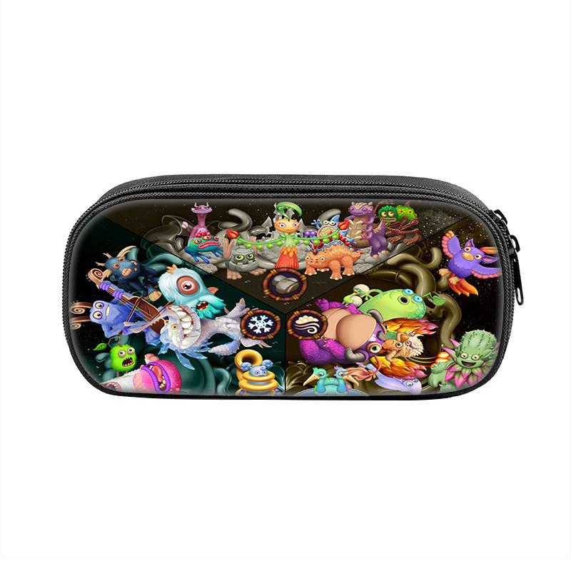 My Singing Monsters Pencil Case Nylon Storage For Students With Fun Cartoon Design