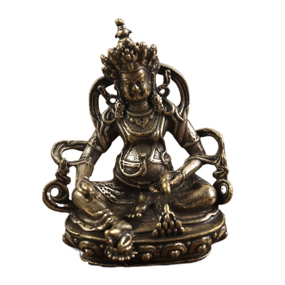 Antique Copper Buddha Statue Home Living Room Office Decoration Figurines Retro Brass Chinese Tibetan Green Tara Buddha Statue