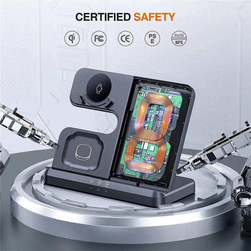 15W 3 In 1 Wireless Charger Stand  Fast Charging Dock Station for Samsung Z Fold 3 S21 S20 Galaxy Watch 5 4 Active S3 S4 Buds