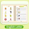 4Pcs Writing Exercise Book Practice Copybook Handwriting Workbook Kit with Letters Numbers English Grooved Learning Activity Workbook for Kids