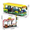 City Car Yellow Passenger School Bus Station Single-Deck Public Set Figures Model Building Blocks Diy Toys For Boys Gifts
