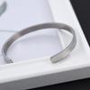 European & American Stainless Steel Open C-Shaped Bangle - Smooth Surface, Laser-Engraveable, Available in 5MM & 15MM