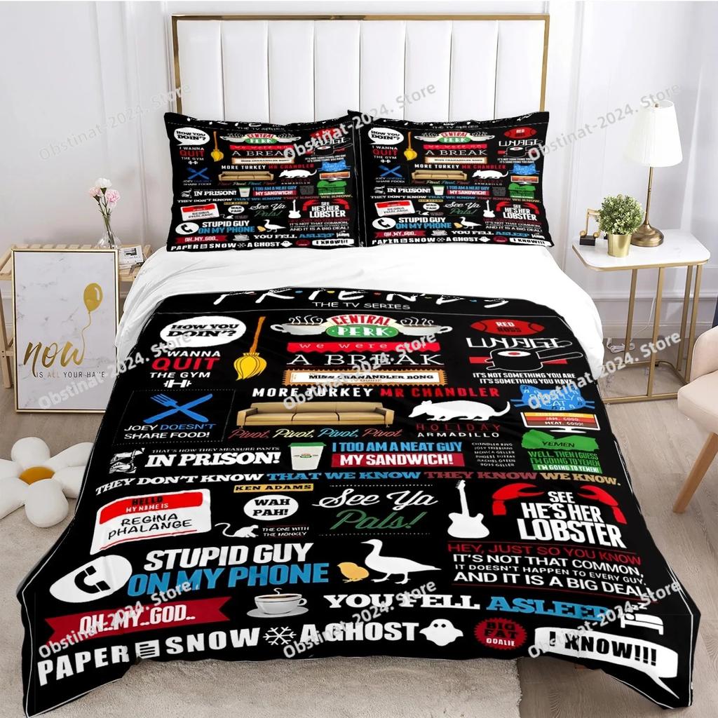 Friends Funny anime All Season Duvet Cover Comforter Bedding set Ultra Soft Quilt Cover and Pillowcases SingleDoubleQueenKing