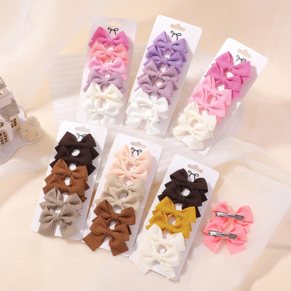 LOVEKIKI 6Pcs Solid Ribbon Bowknot Hair Clips for Kids Girls Lovely Cheer Bow Hairpin Barrettes Dress Hair Accessories