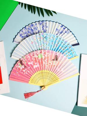 Chinese-Style Folding Fan, Traditional Hanfu, Women's Qipao, Dance, Children, Students, Summer Portable Folding Small Fan
