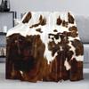 Cowhide Print Flannel Blanket, Cow Fur Print Flannel Throw Blanket Gift for Kids Adults, Soft Fleece Blanket for Couch Sofa Bed