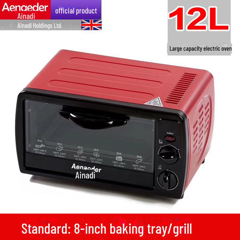 

Многофункциональная электрическая духовка объемом 12 л для выпечки, тортов и сушки фруктов — автоматическая, большая вместимость, бытовой прибор European standard красный