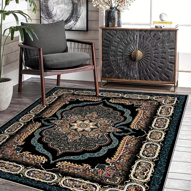 VIKAMA Bohemian Stil Teppich Maschinenwaschbar Geeignet für Wohnzimmer, Schlafzimmer und Loungebereiche Dekorativer Teppich Heimdekoration