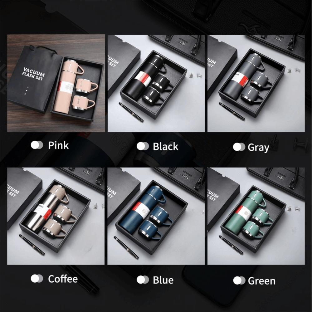 2 Extra Cups Insulated Bottle 500ml Sport Flask Portable Coffee Tumbler For Hot&Cold Drink