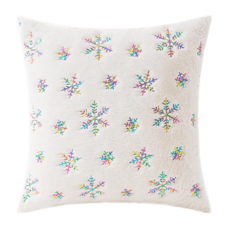 Snowflake Pillow Cover for Car Sofa Decoration Christmas Plush Cushion Covers слоновая костьбелый 990₽