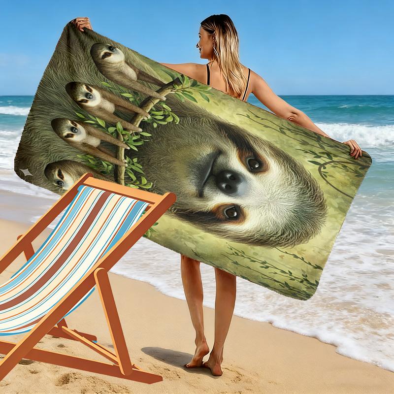 Waschbär und Faultier Druck Strandtuch, Großes Weiches Schnelltrocknendes Handtuch für Strand Camping Schwimmen