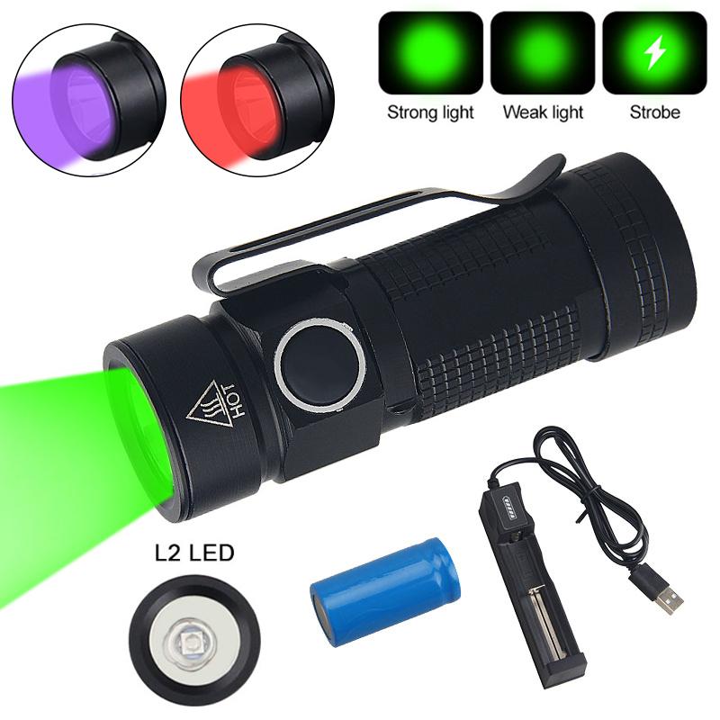 Mini Torch LED Rechargeable Flashlight 395nm/Red/White Portable Pocket Pen Flashlight High Power Bank Camping Waterproof Lantern
