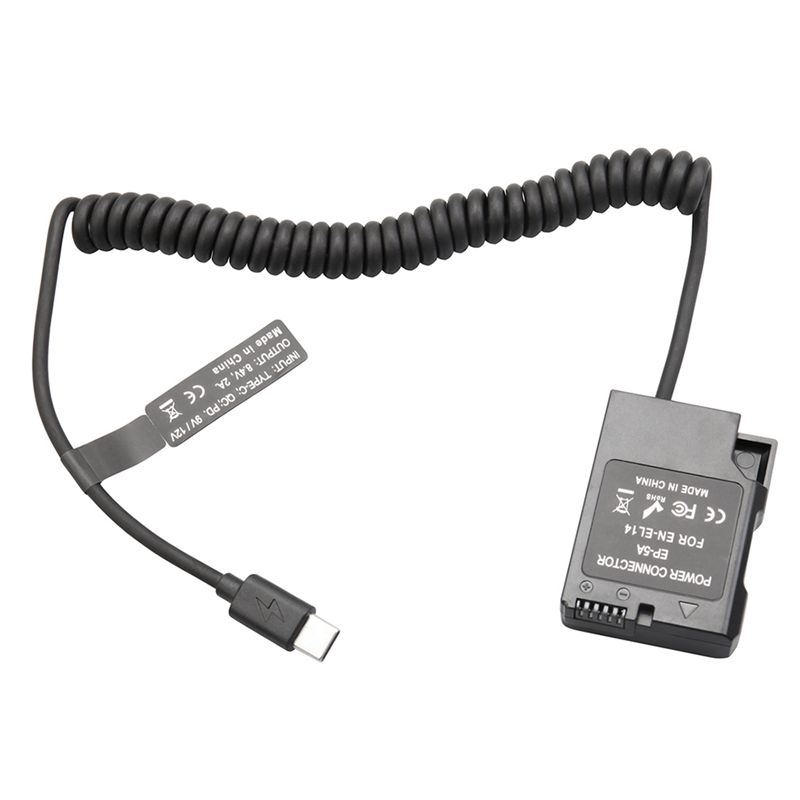Top!EL14 Dummy Coupler Battery Type-C Spring Cable for D3100 D3500 D5100 D5200 D5300 D5600 P7000 P7100 P7700 P7800