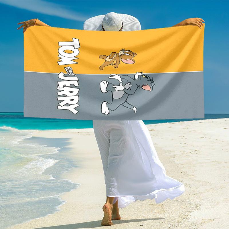 Tom Jerry Cartoon Soft Beach Towel Outdoor Vacation Beach Towel Outdoor Absorbent Bath Towel Blanket Beach Towel Soft Portable For Travel Seaside