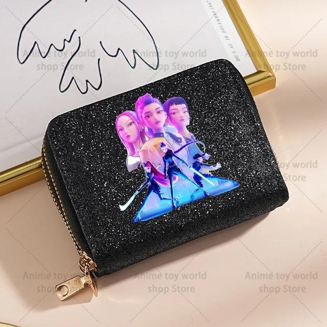 Kpop Dämonenjäger Geldbörse Damen Pailletten Glitzernde Münzbörse Modische Kleine Clutch Kartenhalter für Damen