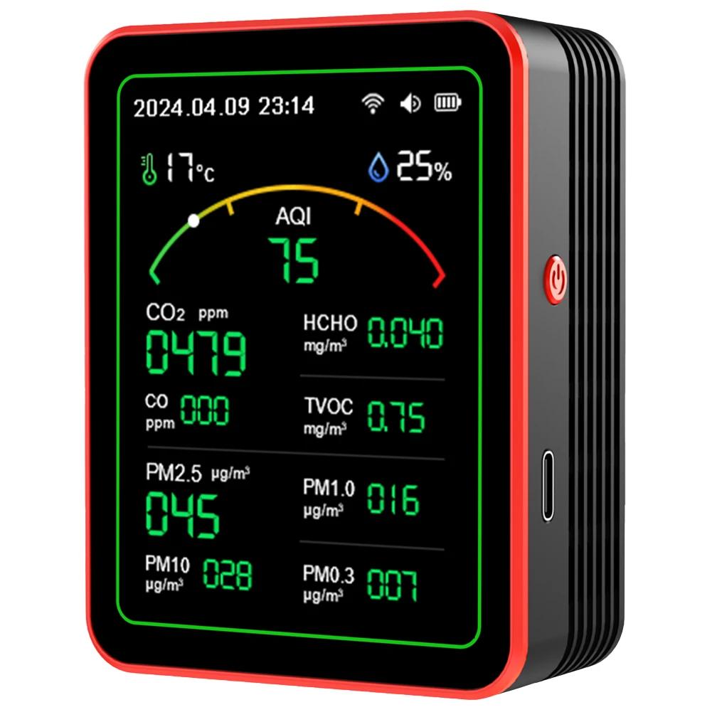 Tuya WiFi 15-in-1 Luftqualitätsdetektor APP-Steuerung Tragbarer AQI PM0.3 PM1.0 PM2.5 PM10 Tester Haushalt CO CO2 TVOC HCHO Tester