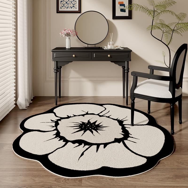 Französischer Blumenförmiger Weicher Teppich Wohnzimmer Fleckenabweisender Faux-Kaschmir-Teppich Innen Make-up Ankleidezimmer Schlafzimmer Fußteppich