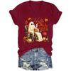 Women's Halloween Print Short Sleeve V-Neck T-Shirt Casual Top
