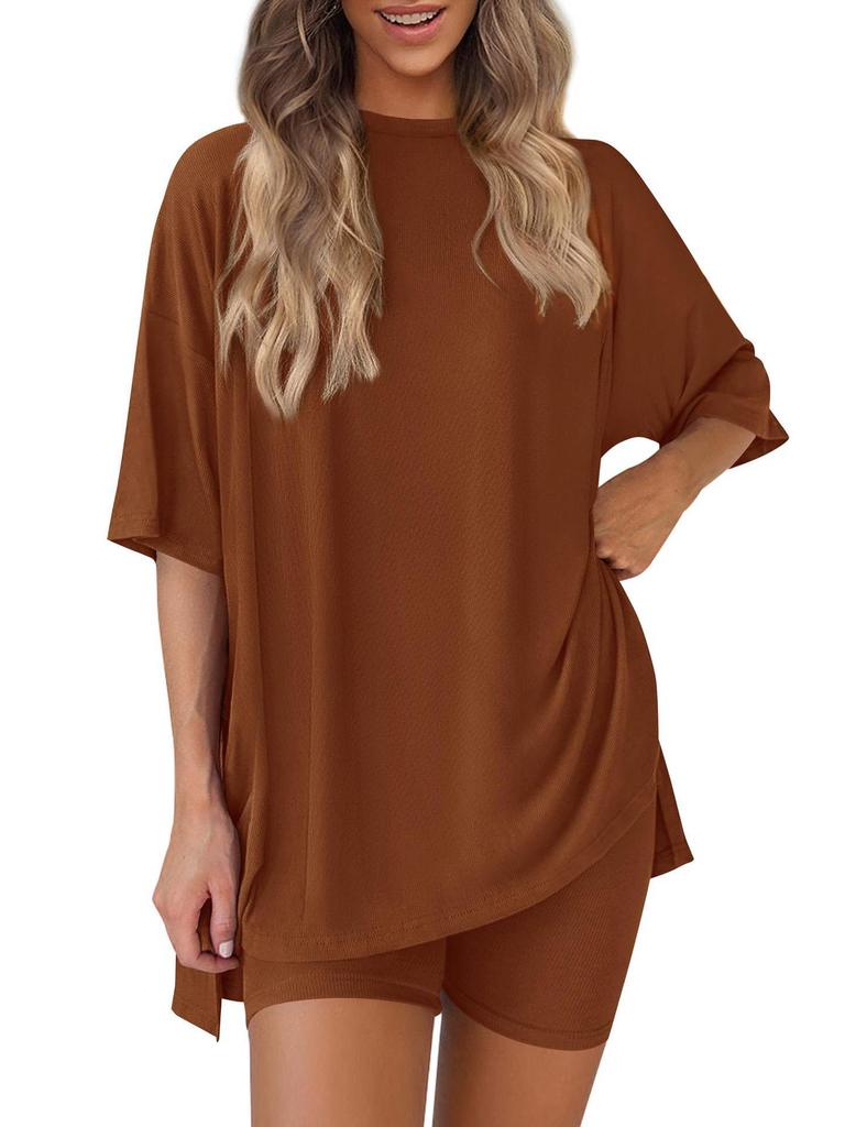 Set Pigiama Donna Casual Solido Colorato Largo Estate 2026 Europeo & Americano