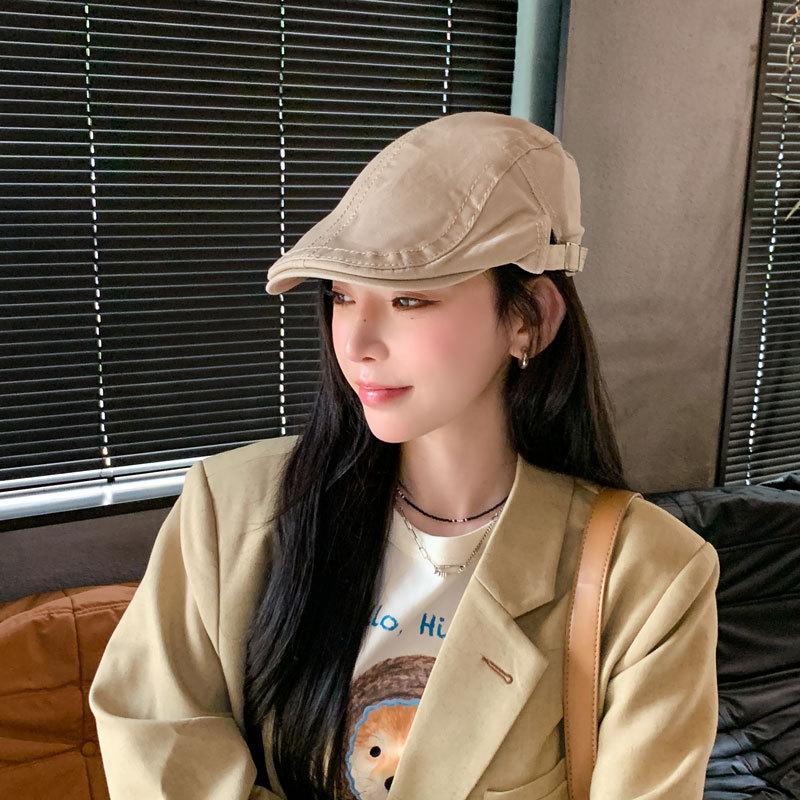 Forward hat female spring and autumn fashion personality anti-wearing beret Korean version newsboy hat