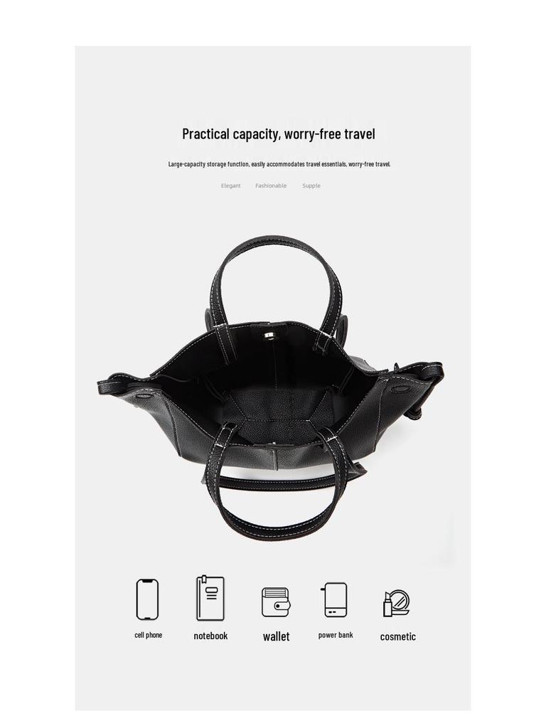 Stylish Large-Capacity French Designer Tote Handbag, 2025 New Texture Shoulder Bag for Women
