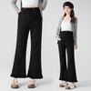 High Waist Ruffle Trim Maternity Pants - Spring & Autumn Micro Flare, Casual Loose Fit, Cropped Tailored.