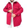Thickened Warm Cotton Coat Women Long Loose Button Down Lapel Diamond Pattern All Season