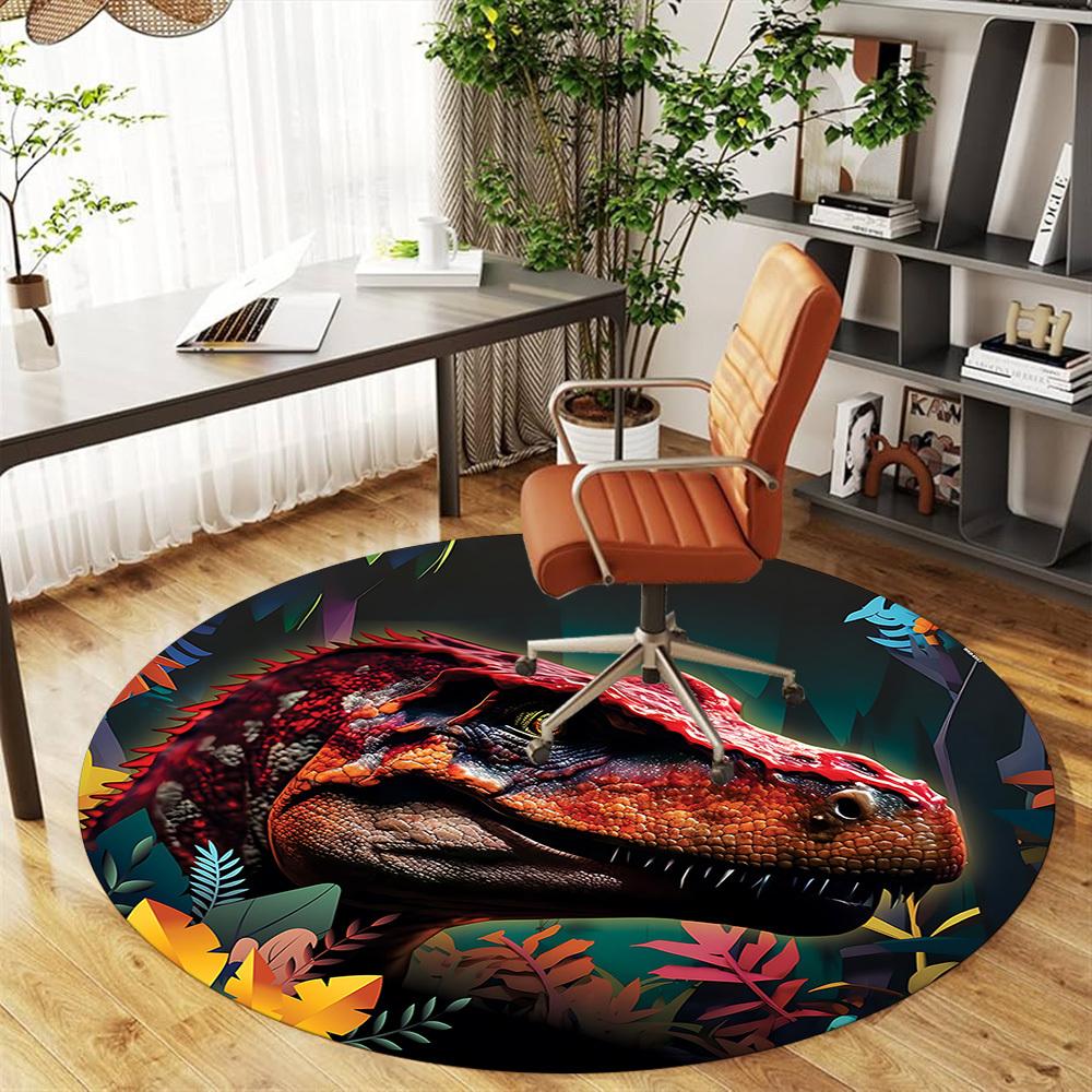 1pc dinosaur jungle Round Chair mat Area Rug - Non-Slip, Floor Mat for Office, Bedroom, and Indoor Decor c1125091