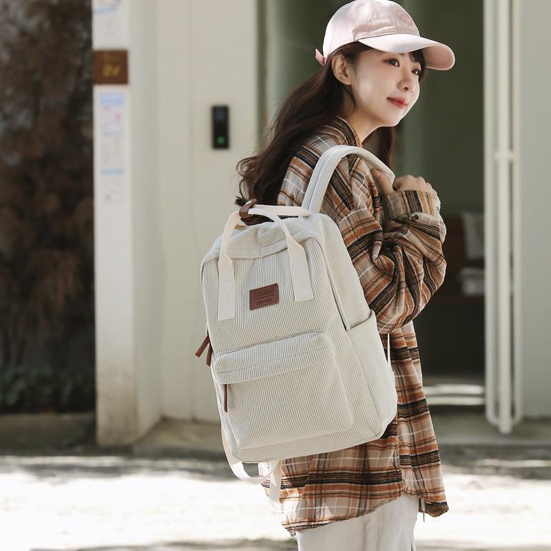 Schoolbag Simple Backpack New Korean Version Ins Solid Color Literary Style College Students Commuting Light Backpack