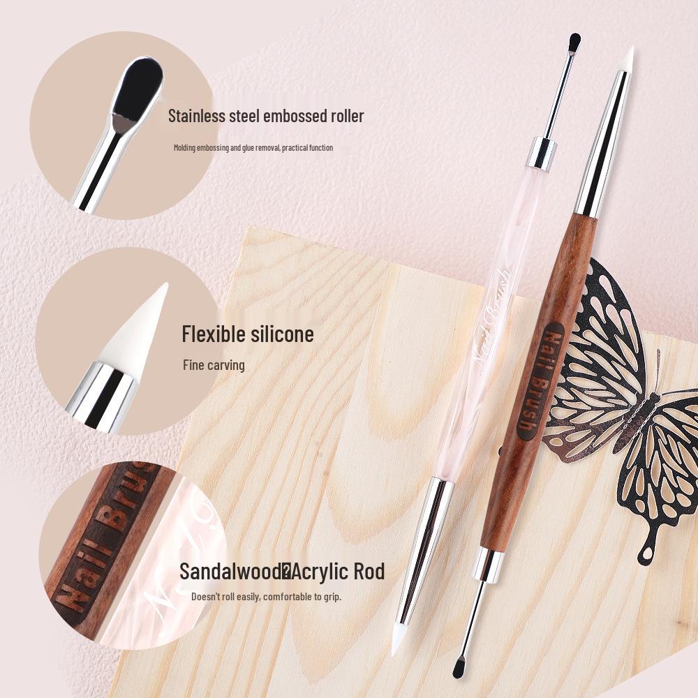 Dual-Ended Nail Carving Gel Pen: Silicone Scraper, Embosser, and Painting Tool for Salon-Quality Nail Art