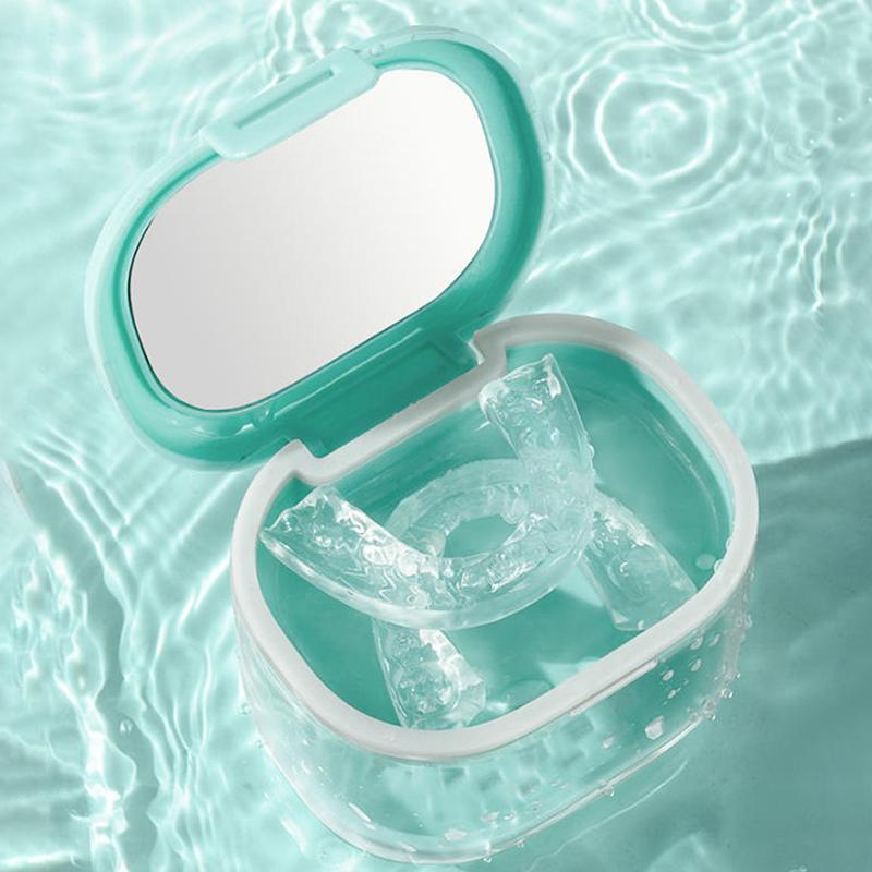 2 In 1 Multi-Layer Denture Retainer Case With Lid No-Leak Denture Bath Box Orthodontic Retainer Braces Storage Soaking Container