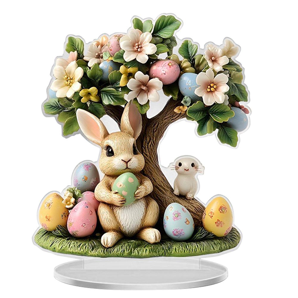 

2D Easter Colorful Bunny Ornament Acrylic Desktop Rabbit Decoration Cute Cartoon Bunny Decor for Home Decor