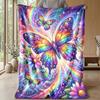 Rainbow Butterflies and Flowers Theme Blanket Lightweight Warm Flannel Blanket Decorative Throw Blanket for Home Decoration