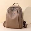 Leather Backpack Women's Solid Color Large Capacity Travel Backpack