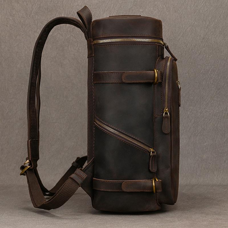 Vintage Genuine Leather Men's Backpack Large capacity travel bag crazy horse leather male 14" Laptop travel backpacks school Bag