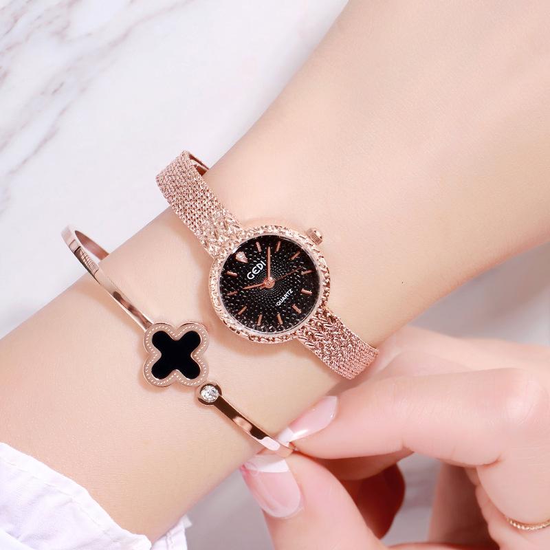 Модные женские часы, компактные кварцевые часы Ins Style, легкие роскошные водонепроницаемые женские часы из розового золота