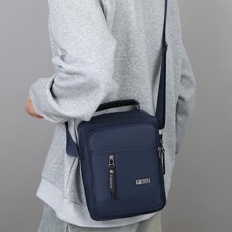 Men's Multifunctional Shoulder Bag Water-Resistant Briefcase Durable Oxford Cloth Business Tote with Multiple Compartments