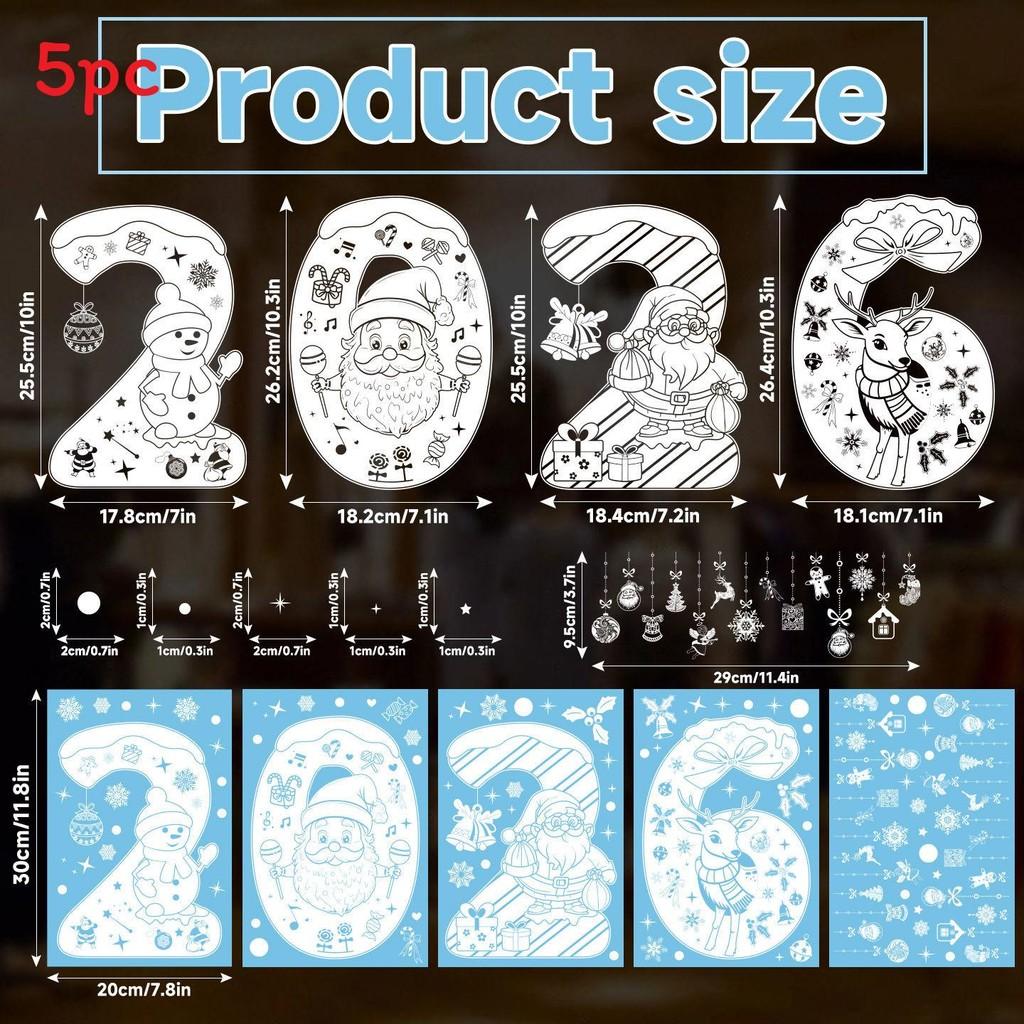 Deer Christmas 2026 Snowman Pvc Window Decals Holiday Home Decor Set Stickers