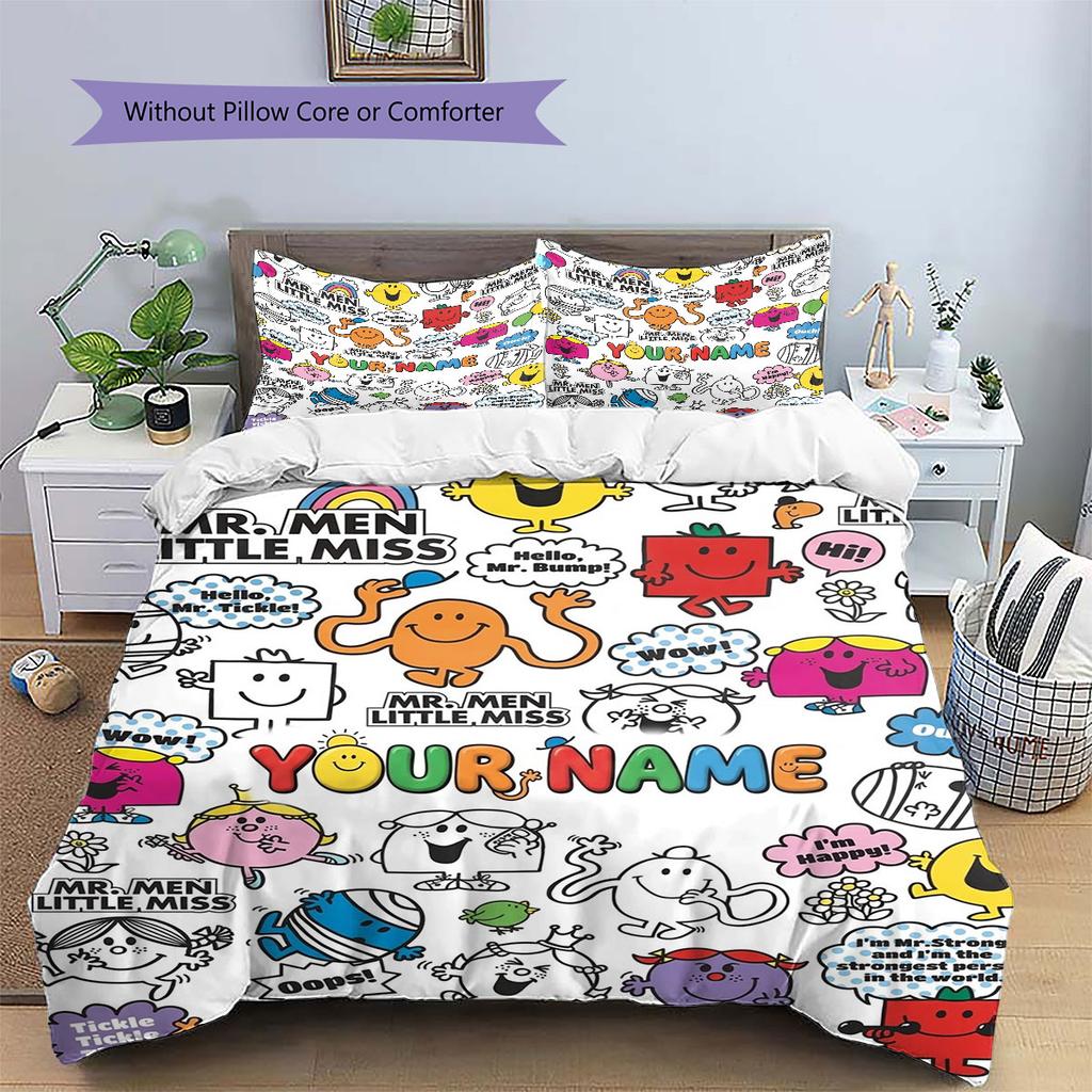 Herr. Herren Little Miss Individueller Namensmuster Bettwäsche, Steppbett Set Bettbezug Kissenbezug Zuhause Geburtstagsgeschenk(1 Bettbezug + 2 Kissenbezüge, ohne Füllung)